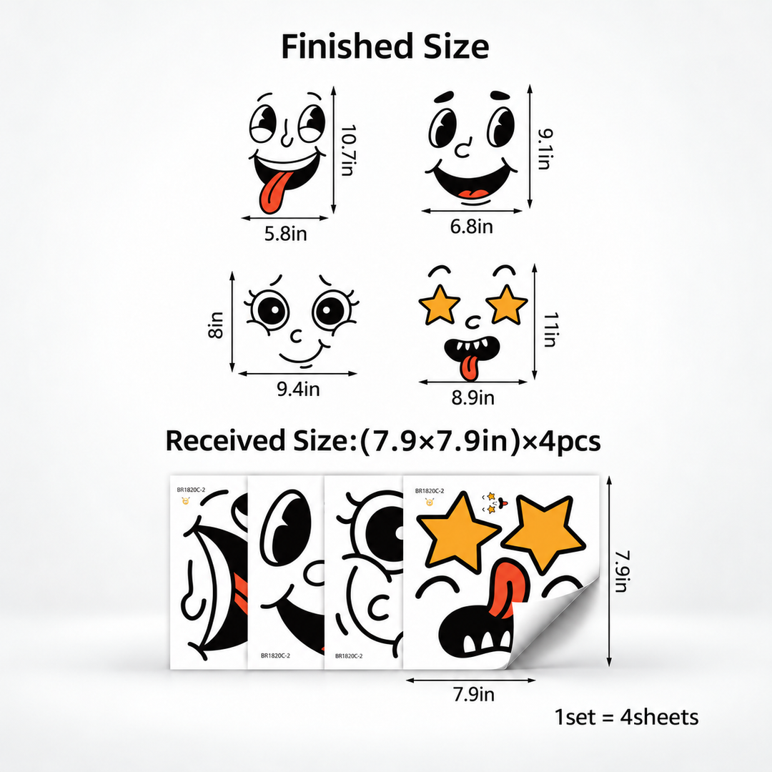 FaceSprout – Cartoon Face Decals For Household Items (4-pack set)