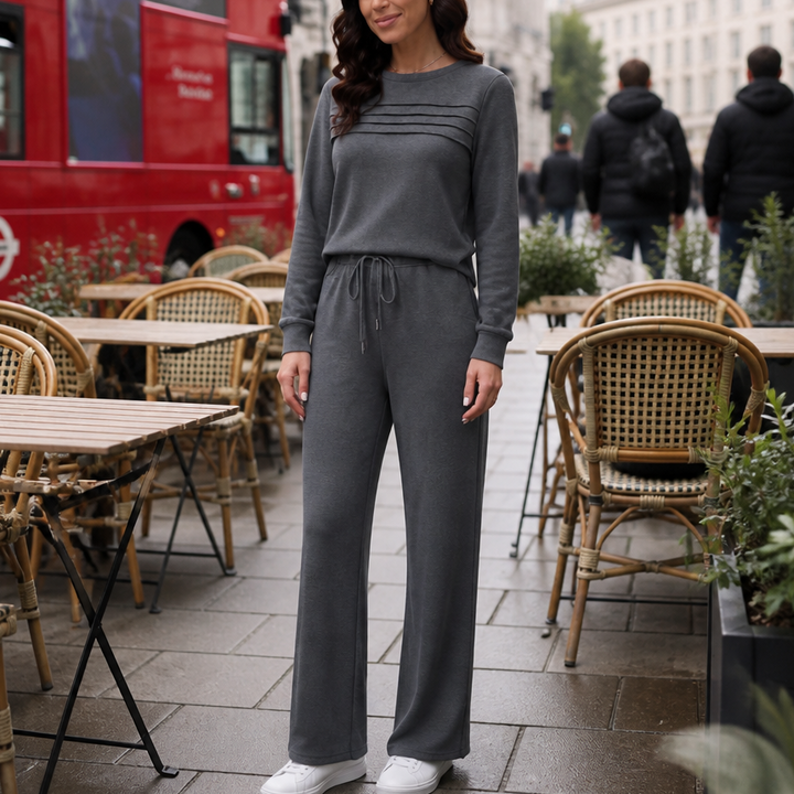 Wearbella – Pleated Round-Neck Loungewear Set