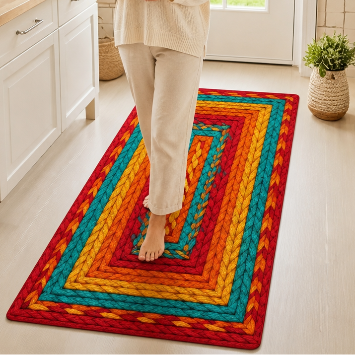 Wovenwell – Woven-Pattern Absorbent Kitchen Runner Rug