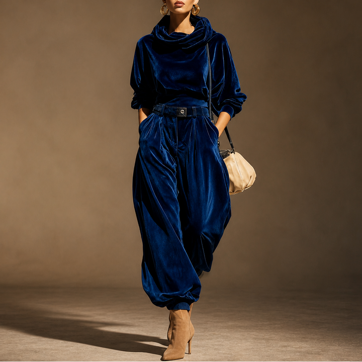 Veloura – Belted Velvet Hoodie And Trouser Set
