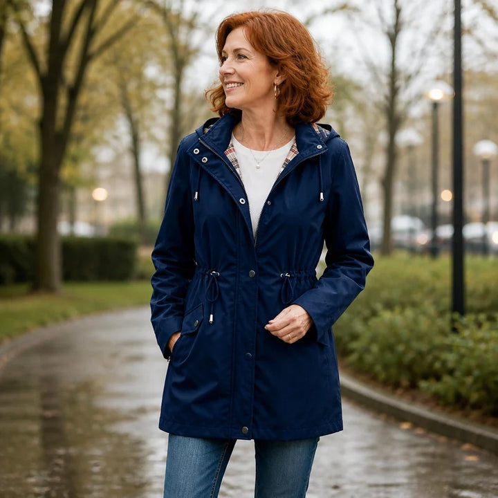 Plaidwell – Detachable Hood Adjustable Waist Rain Jacket