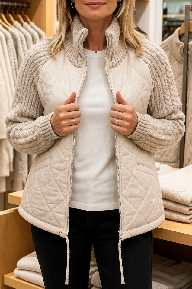 Knitpuff – Knit-Panel Quilted Patchwork Puffer Jacket