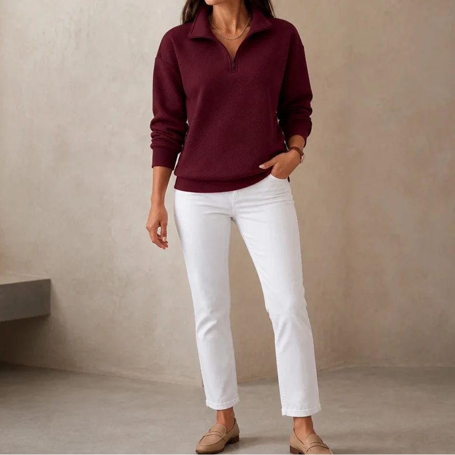 Collara – Textured Quarter-Zip Collared Pullover