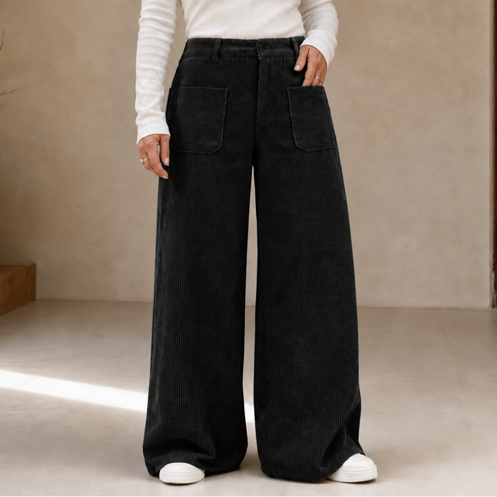 Wovella – Stretch Corduroy-Look Wide-Leg Trousers