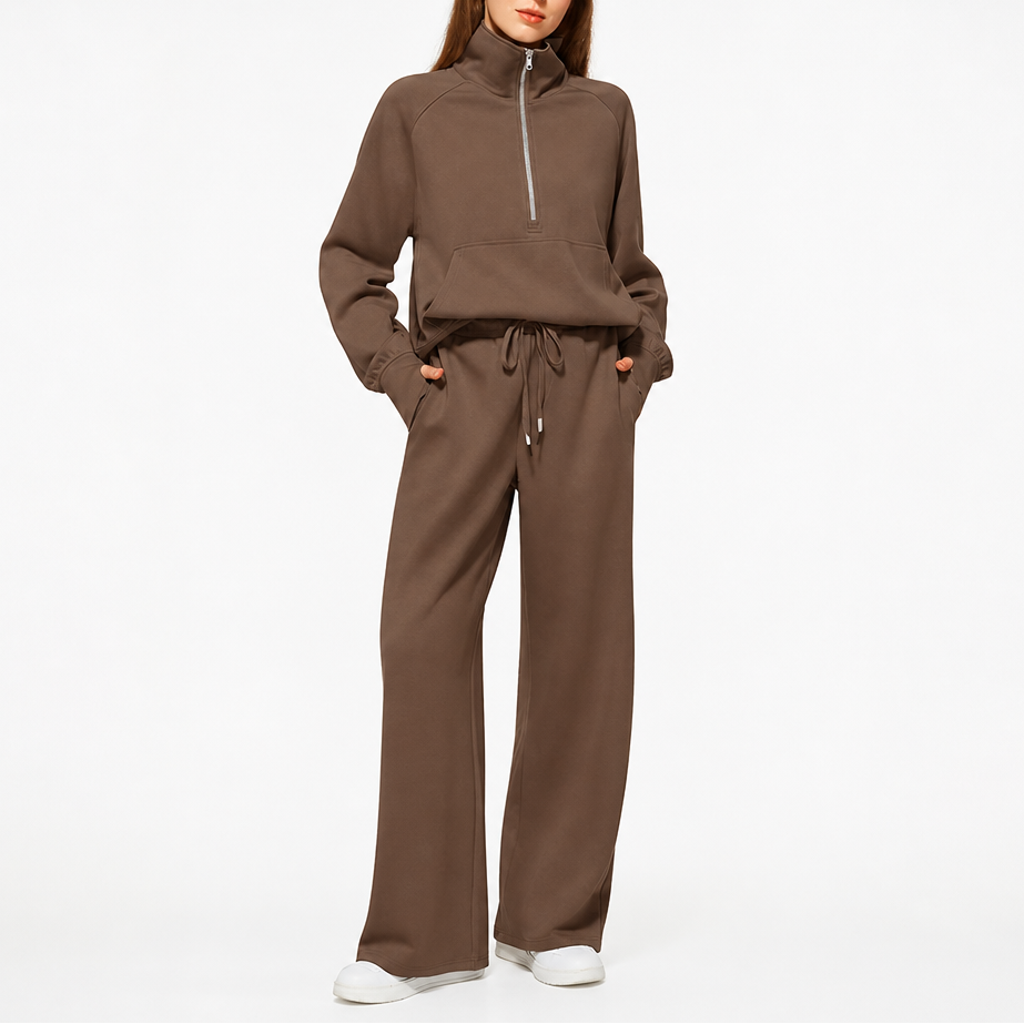 Easewell – Half-Zip Top And Wide-Leg Trouser Set