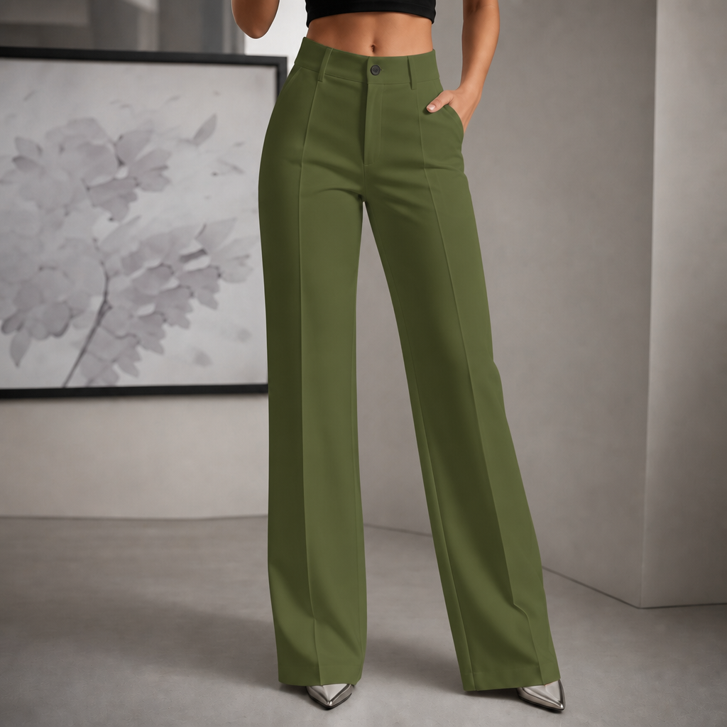 Veloura – High-Waisted Pleated Stretch Trousers
