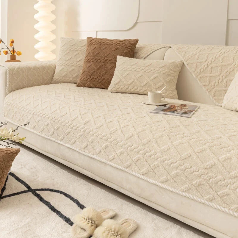 Crosselle – Cross-Grid Velvet-Look Sofa Cover