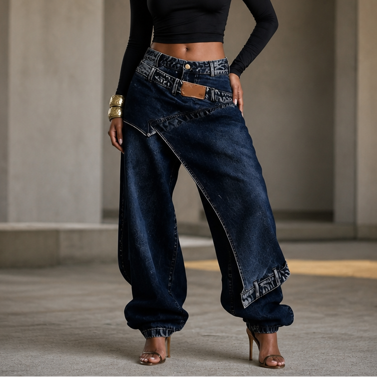 Wearlyn – Asymmetric Wrap-Waist Wide-Leg Jeans