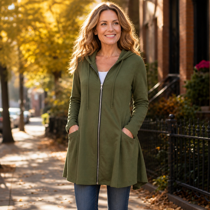 Wrapella – Hooded Longline Full-Zip Jacket