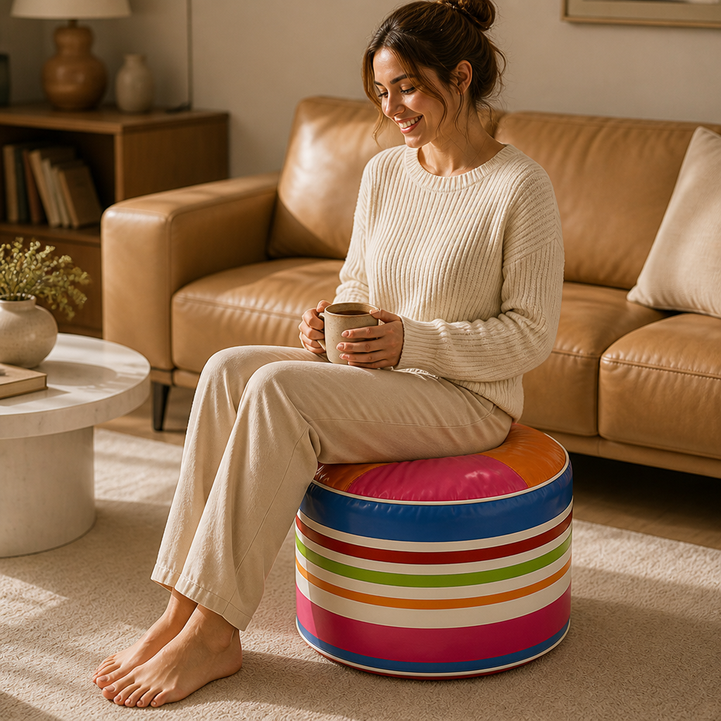 Stashly – Fillable Faux Leather Storage Pouf Ottoman