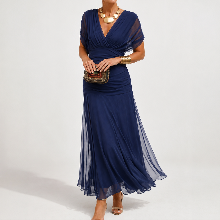 Veloura – Off-The-Shoulder Draped Mermaid Maxi Dress