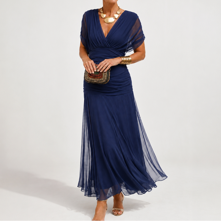 Veloura – Off-The-Shoulder Draped Mermaid Maxi Dress