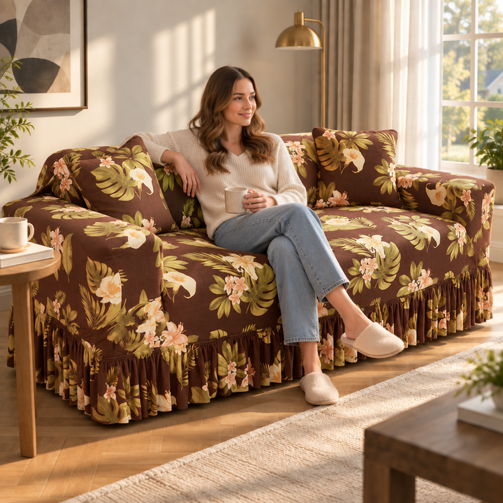 Wrapsody – High-Stretch Ruffled Skirt Sofa Slipcover