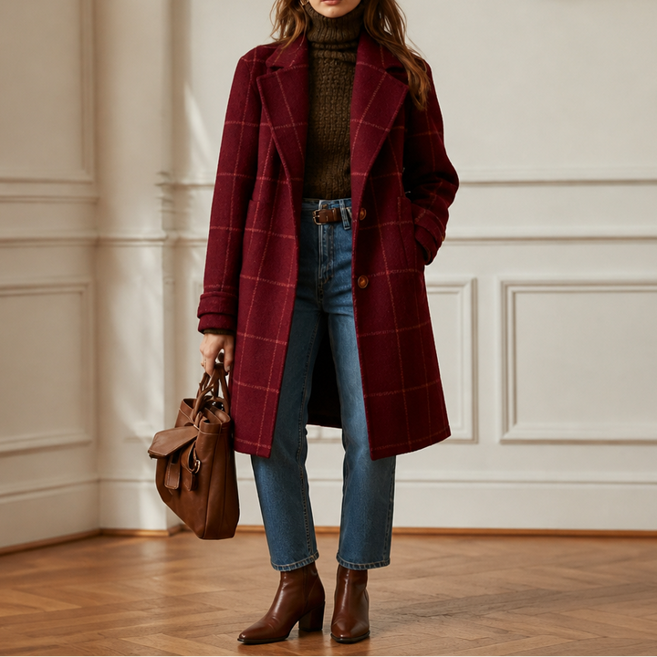 Wearbella – Plaid Two-Button Oversized Wool-Look Coat