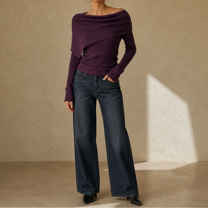 Versavia – Ribbed Convertible Knit Capelet Top