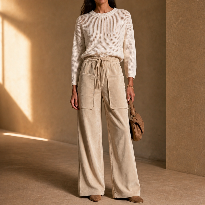 Cordella – Ribbed Corduroy Wide-Leg Pants