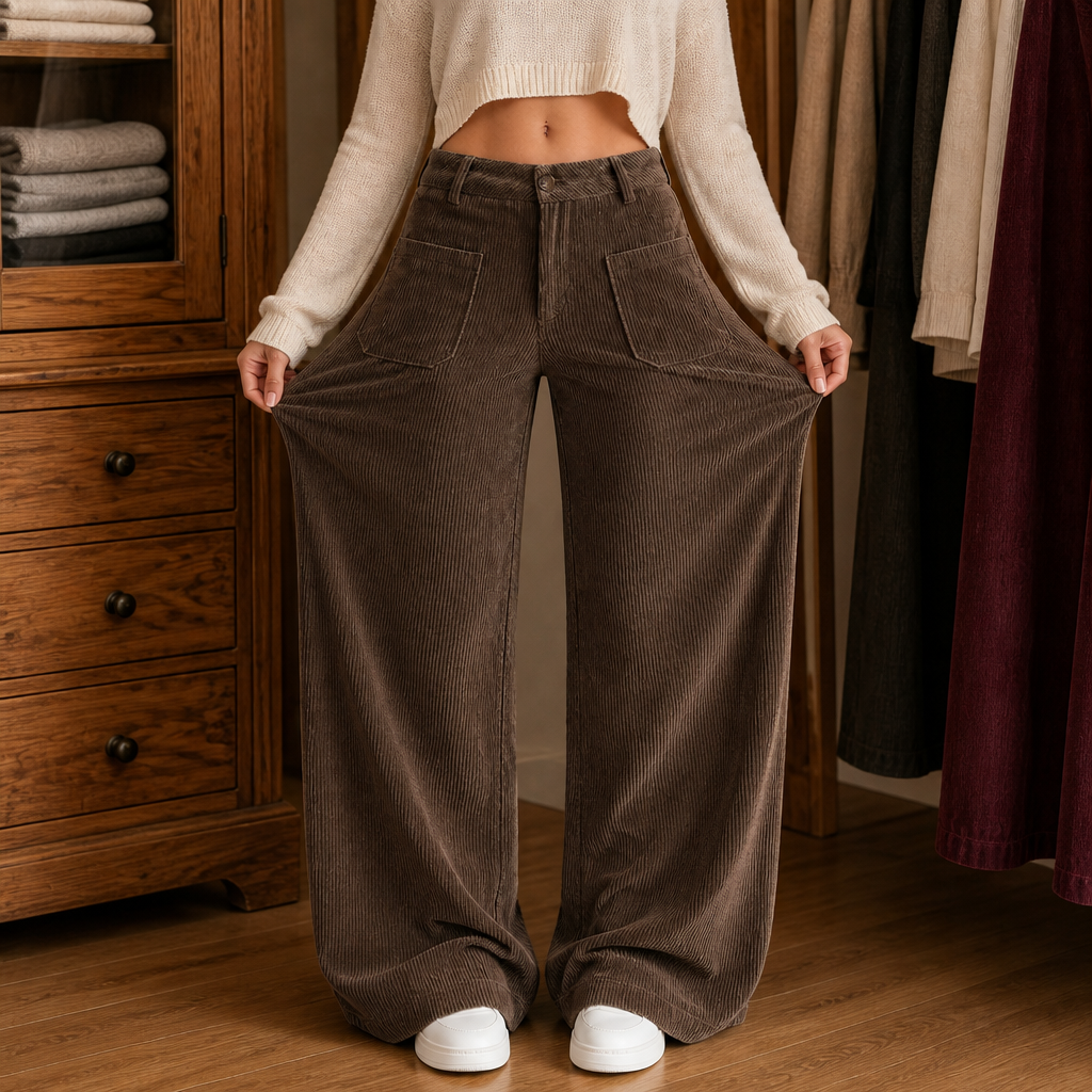 Lunetta Pants – High-Waisted Stretch-Waist Wide-Leg Trousers