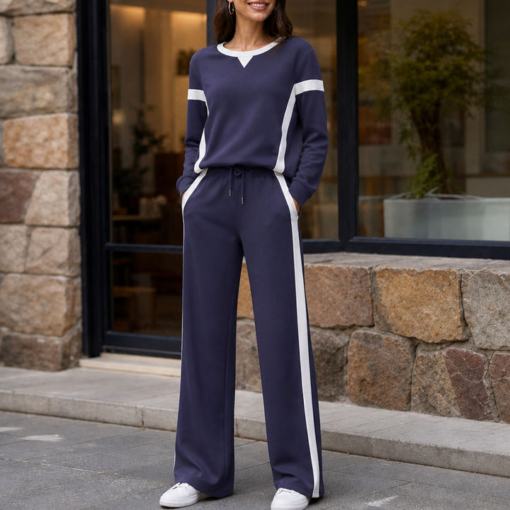 Lunessa – Contrast Stripe Wide-Leg Lounge Set