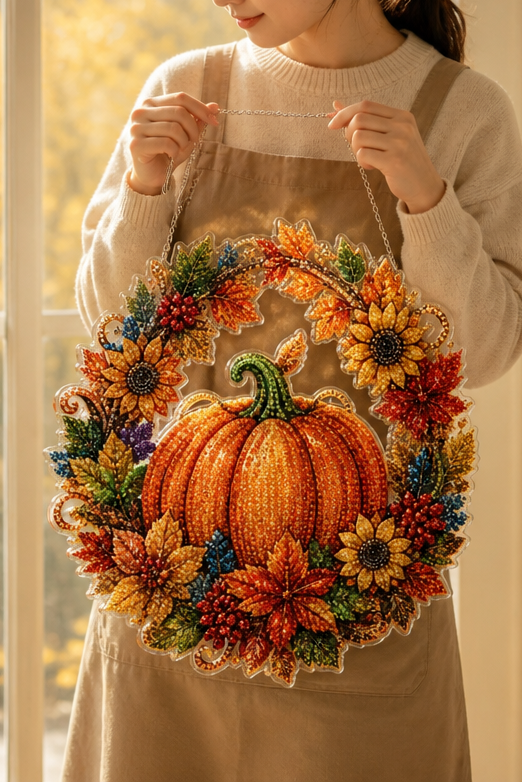 Glimmerwreath – Pumpkin & Floral Diamond Painting Wreath Kit