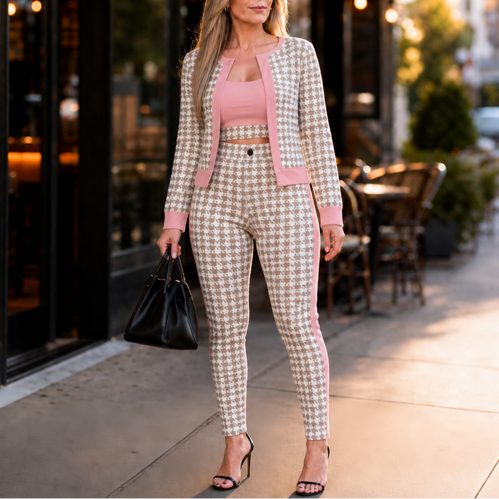 Settella – Houndstooth Three-Piece Sweater Set