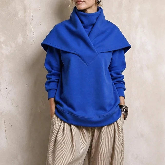 Sailora – Draped Sailor-Collar Fleece Sweatshirt