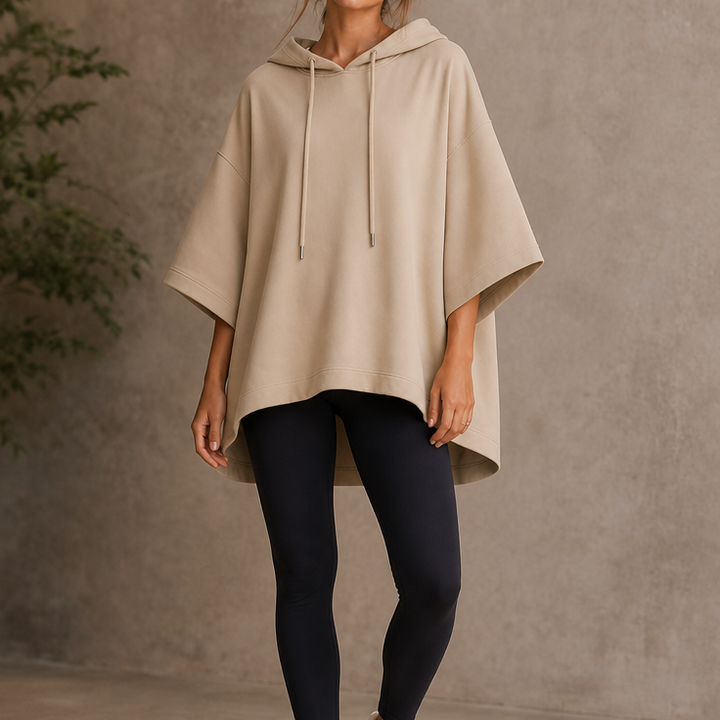Wearlyn – Oversized Half-Sleeve Hooded Poncho Sweatshirt