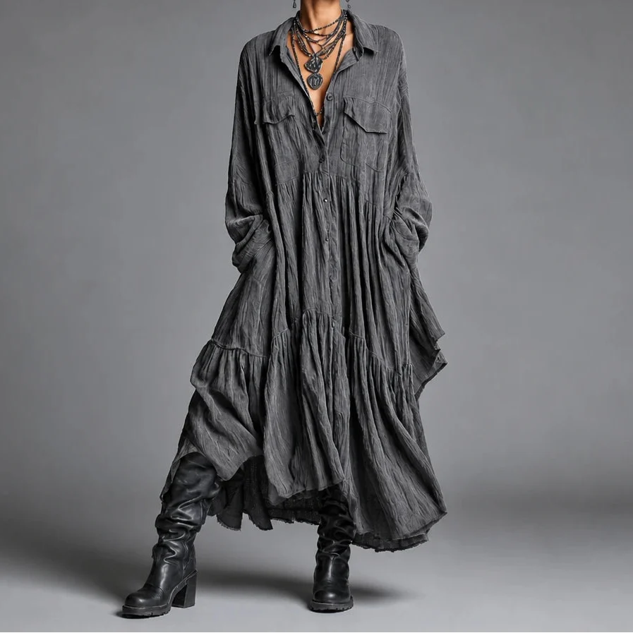 Rufflefield – Washed Ruffle Four-Pocket Shirt Dress