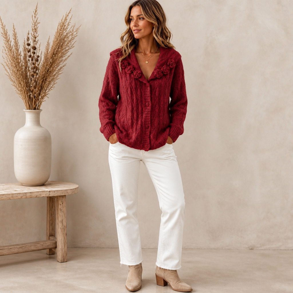 Sailmara – Sailor Collar Crochet Knit Cardigan