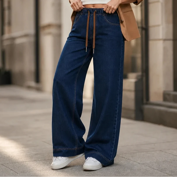 Tielora – Drawstring Waist Wide-Leg Jeans