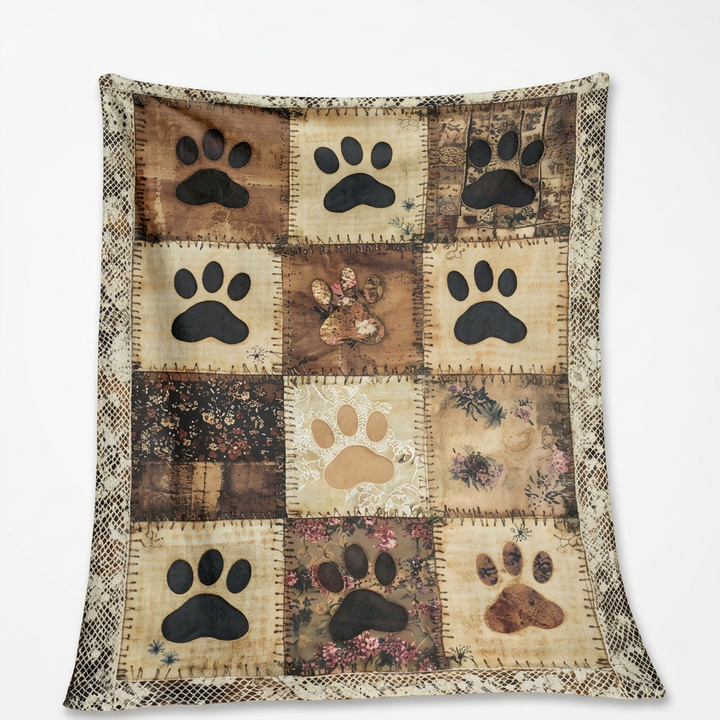 Pawhaven – Printed Paw-Print Flannel Blanket