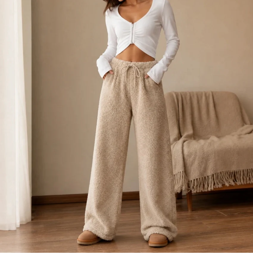 Cozyhaven – Plush Wide-Leg Lounge Pants
