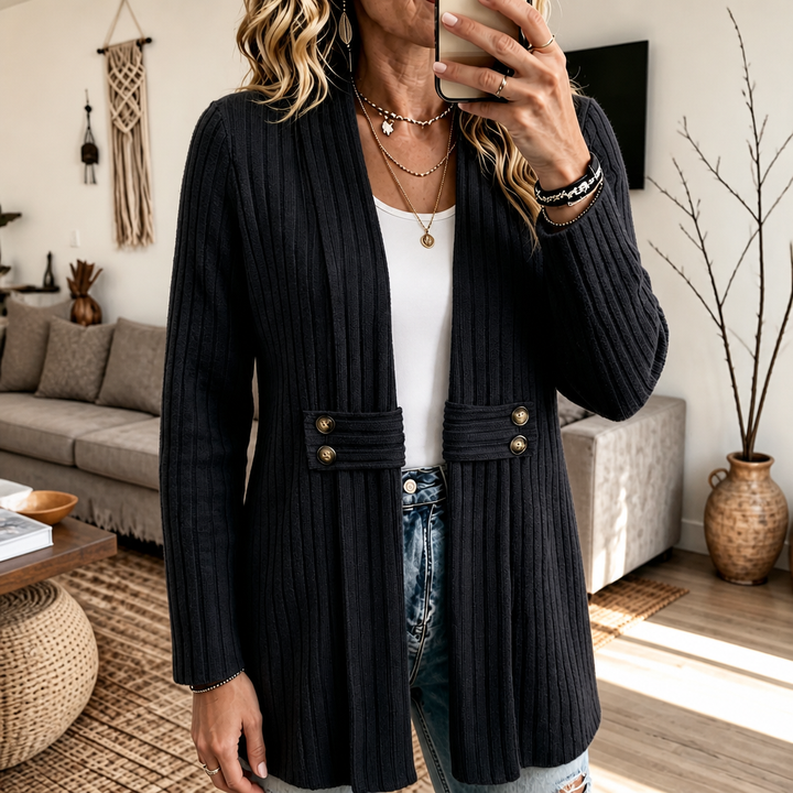 Wearbella – Ribbed Knit Open-Front Cardigan