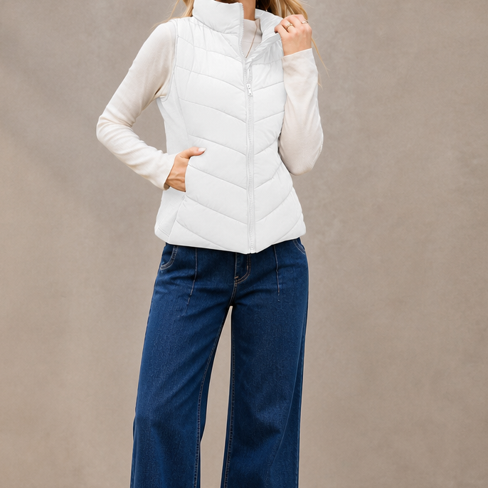Layerly – Stand Collar Quilted Puffer Vest