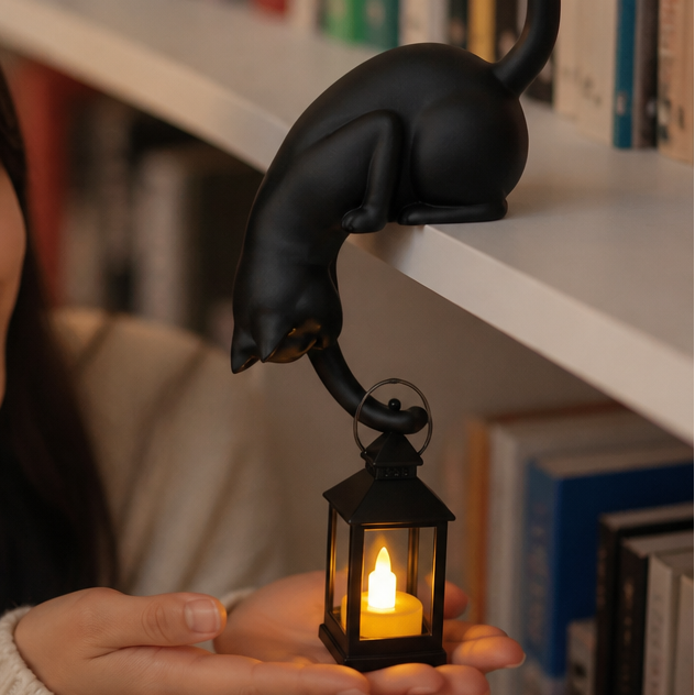 Ledgekit – The Shelf-Edge Cat Lantern That Keeps You Company 2pcs ( 1 Black + 1 White)