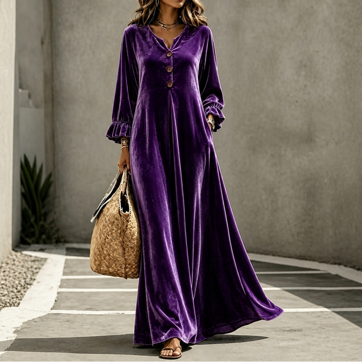 Veloura – Ruffled Sleeve Maxi Dress