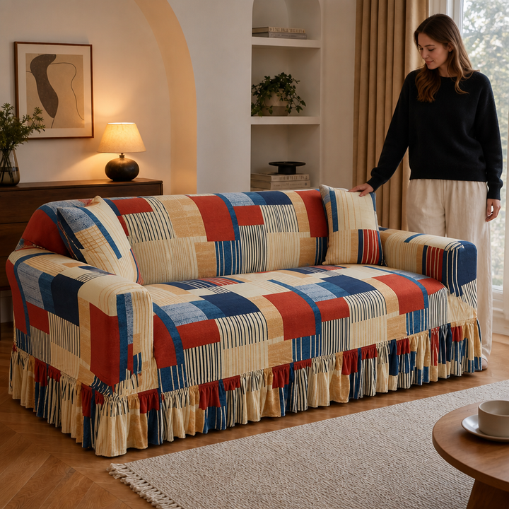 Hemvale – Ruffled Hem Stretch Sofa Cover