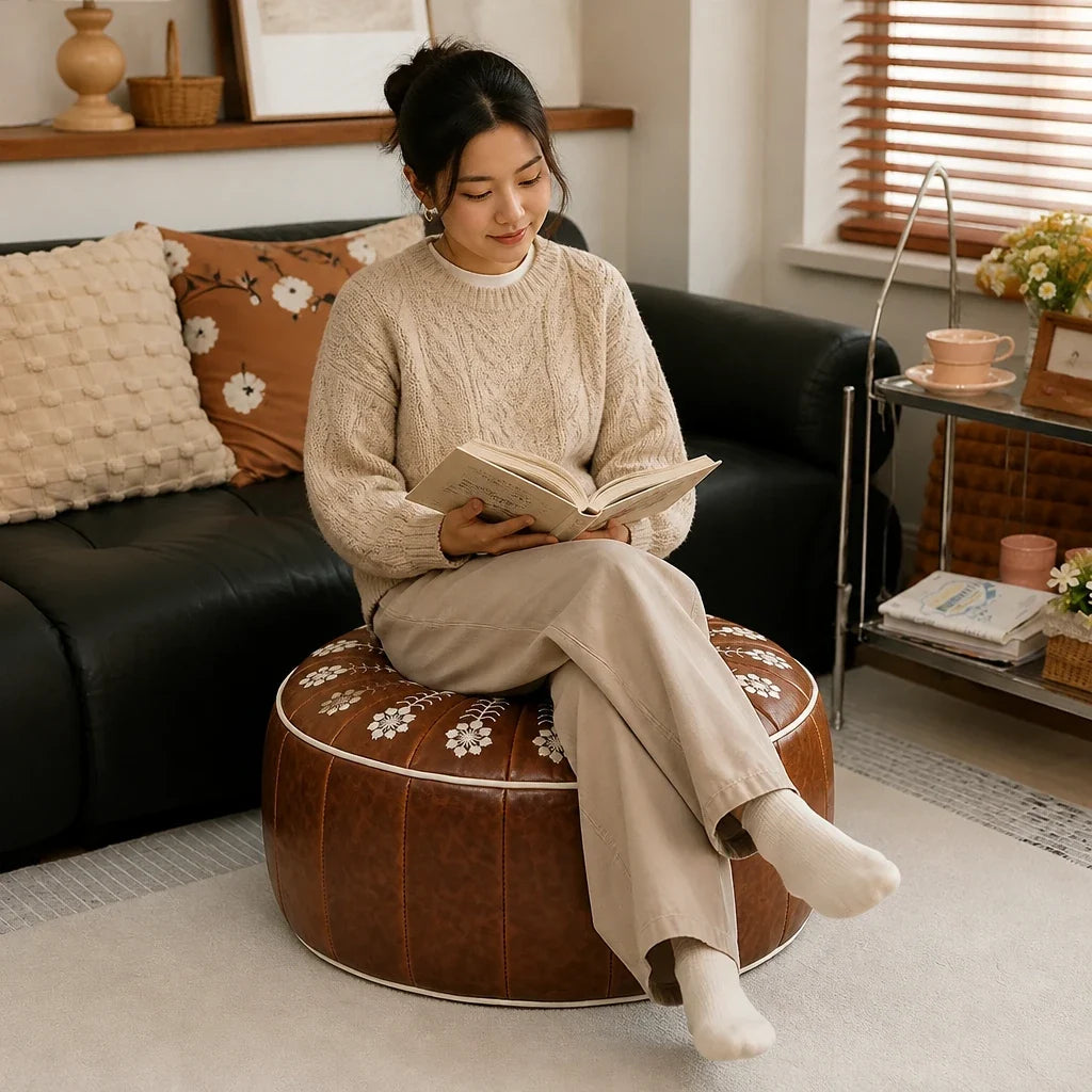Nestora – Embroidered Fillable Storage Ottoman Cover