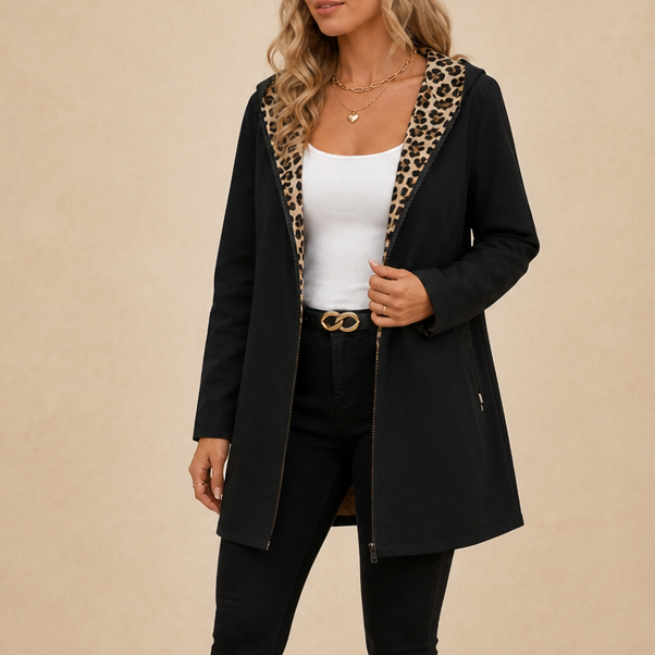 Wearbella – Reversible Leopard Print Hooded Coat