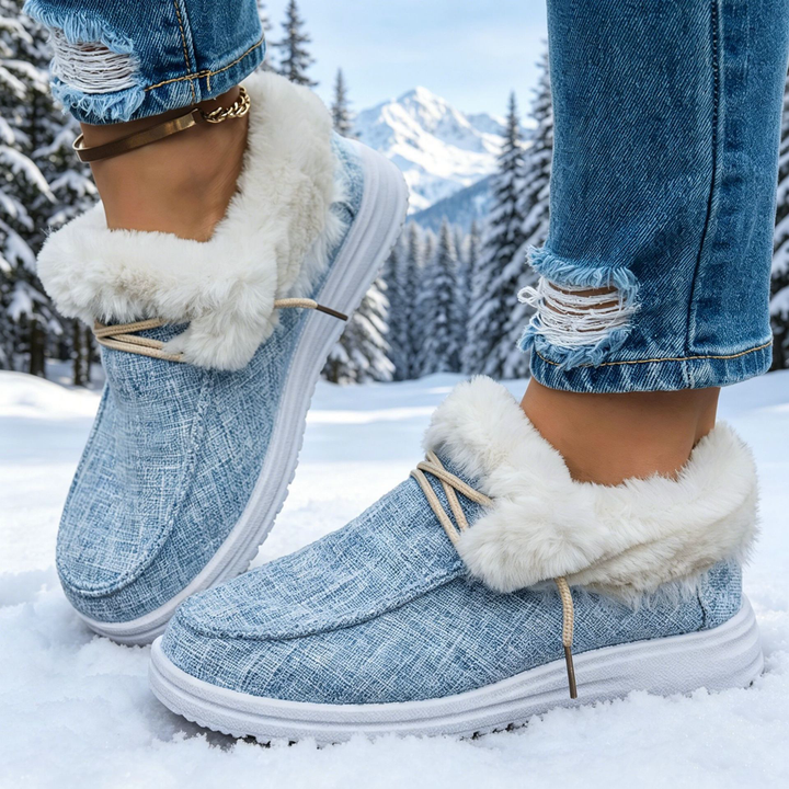 Veluna – Plush-Lined Canvas Slip-On Winter Shoes