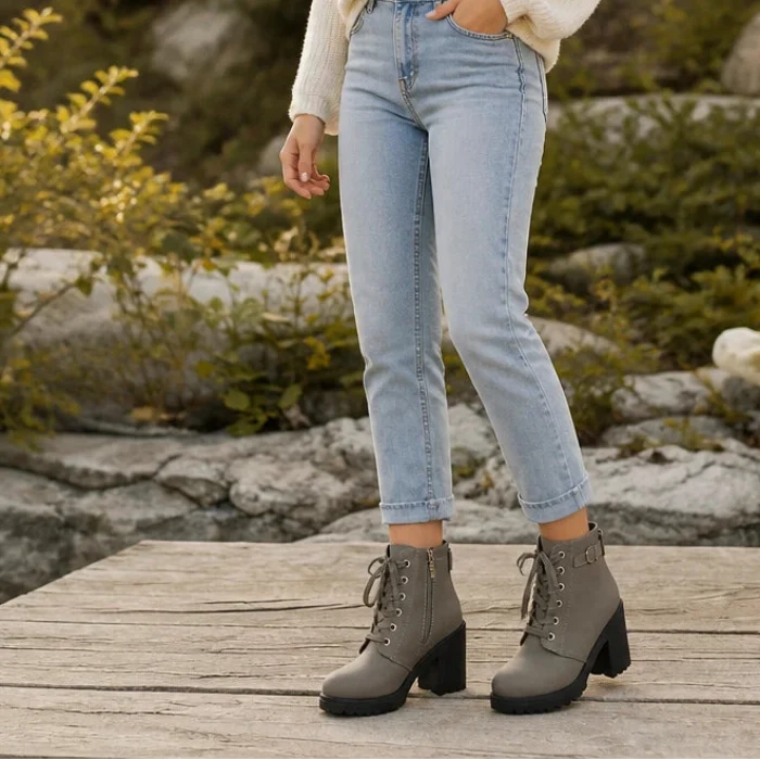 Stridewell – Buckle Lace-Up Chunky Platform Ankle Boots