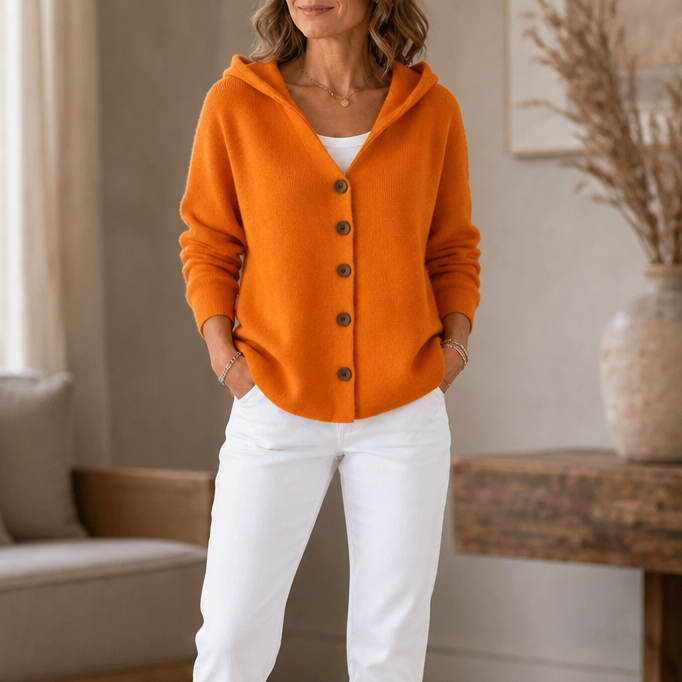 Teri – Button-Front Hooded Cardigan