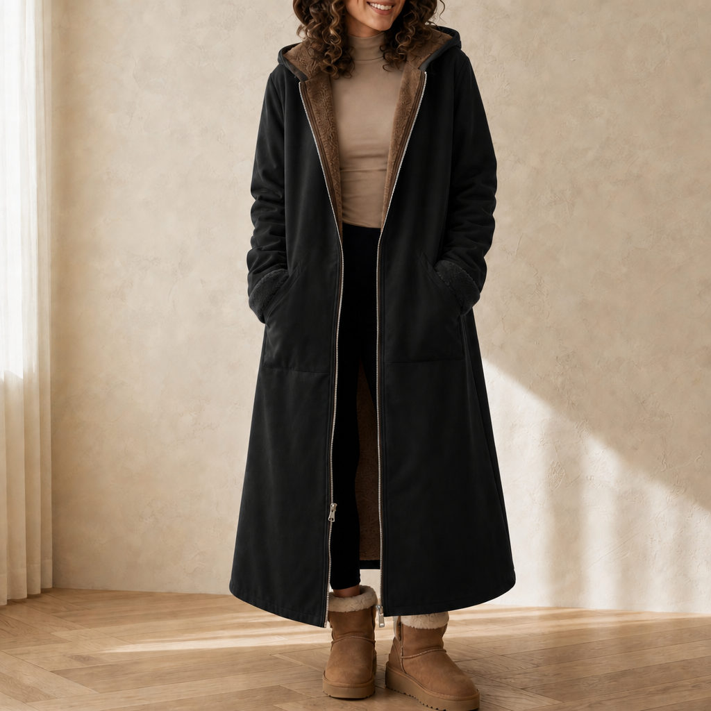 Wintervale – Hooded Shearling-Lined Full-Length Coat