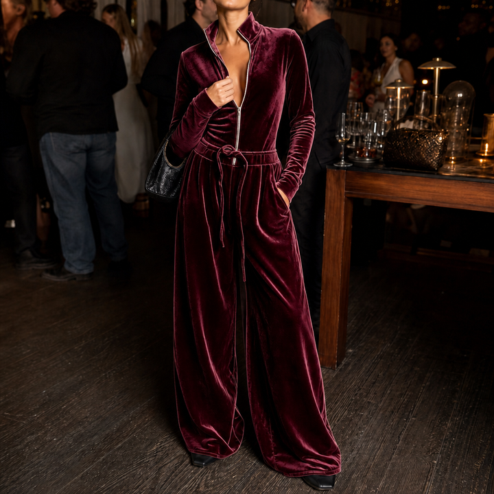 Veloura – Drawstring Waist Wide-Leg Lounge Set