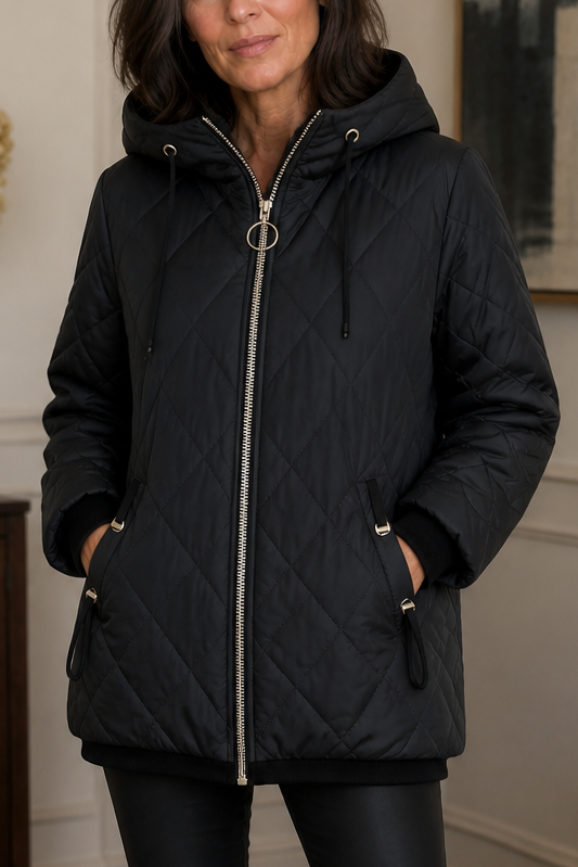 Wearbella – Quilted Hooded Zip-Front Jacket