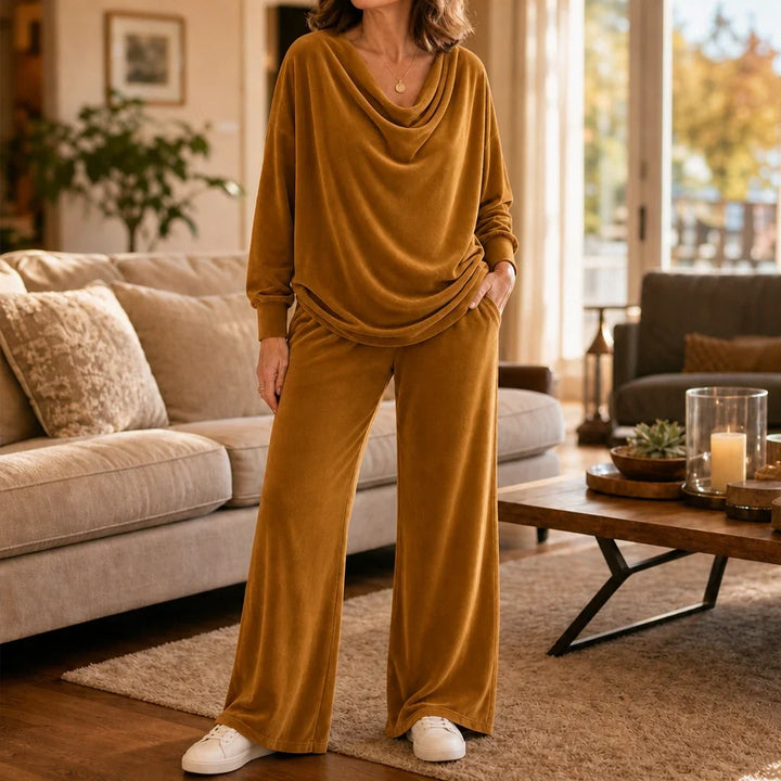 Pleat & Ease – Pleated Sweater And Wide-Leg Pants Set