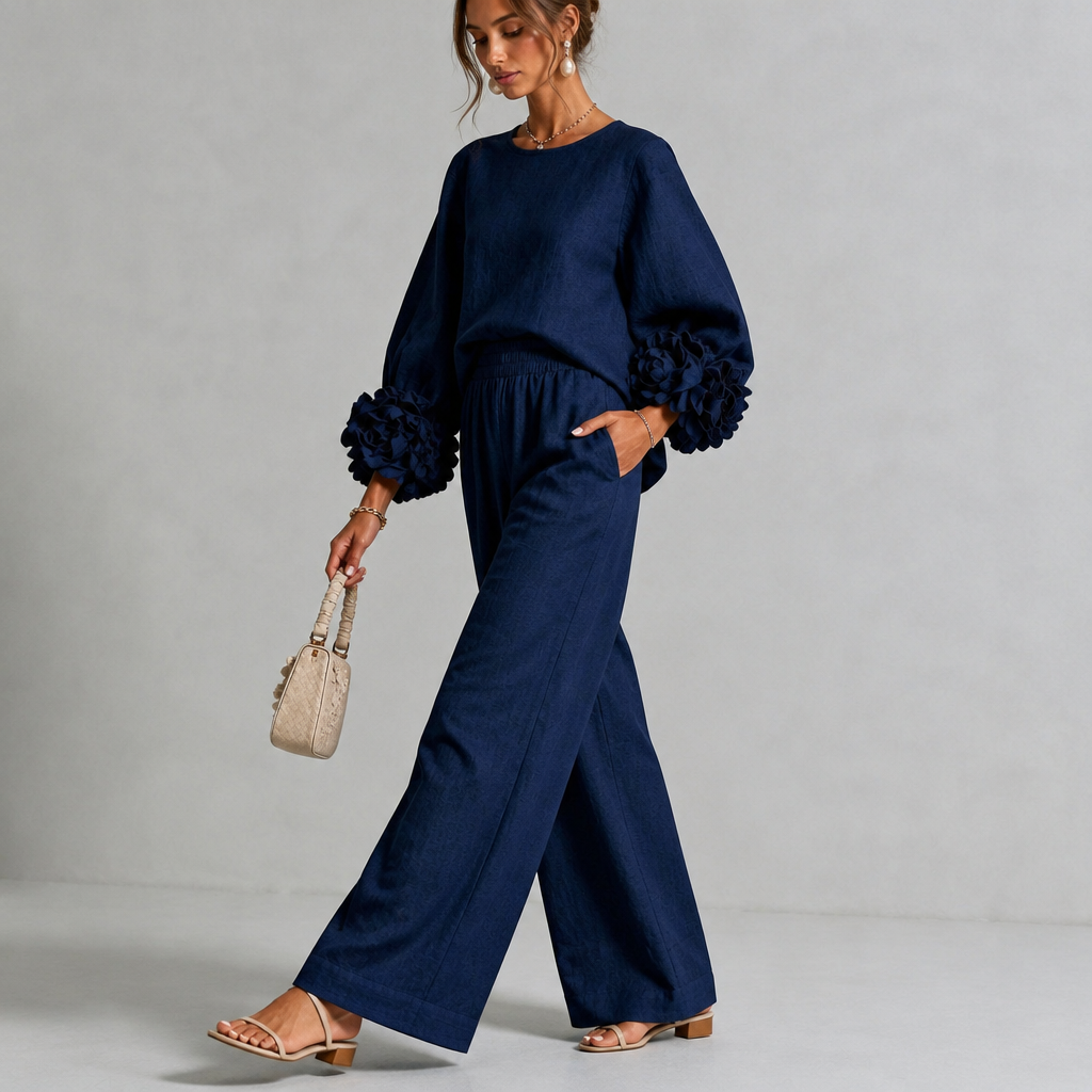 Cufflora – Floral Cuff Wide-Leg Two-Piece Set