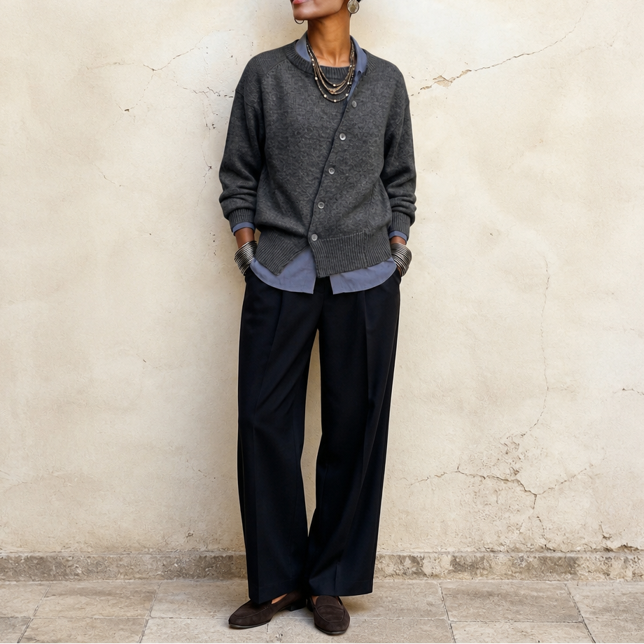 Velaire – Asymmetric Button Cardigan