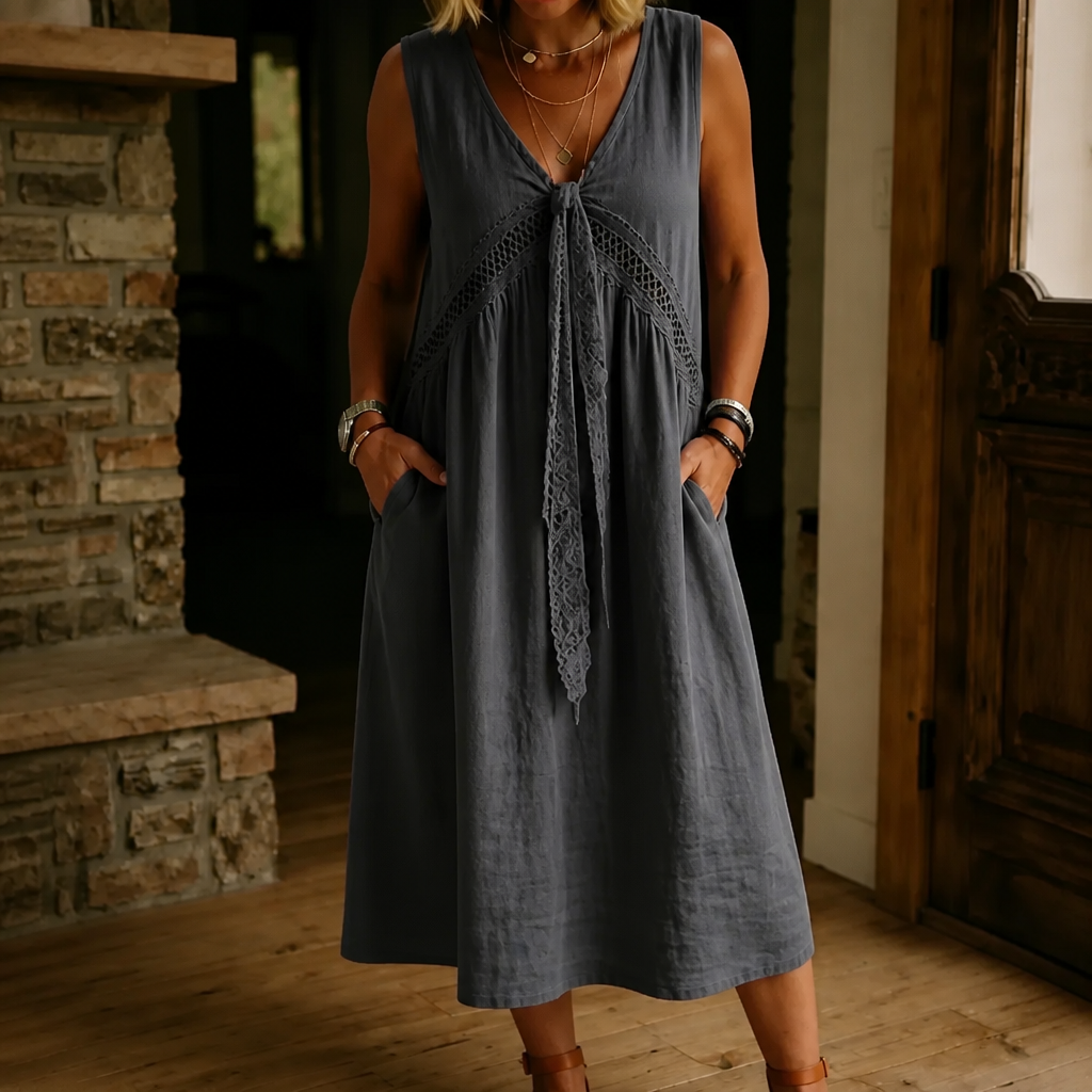 Wearbella – Lace-Trim V-Neck Sleeveless Midi Dress