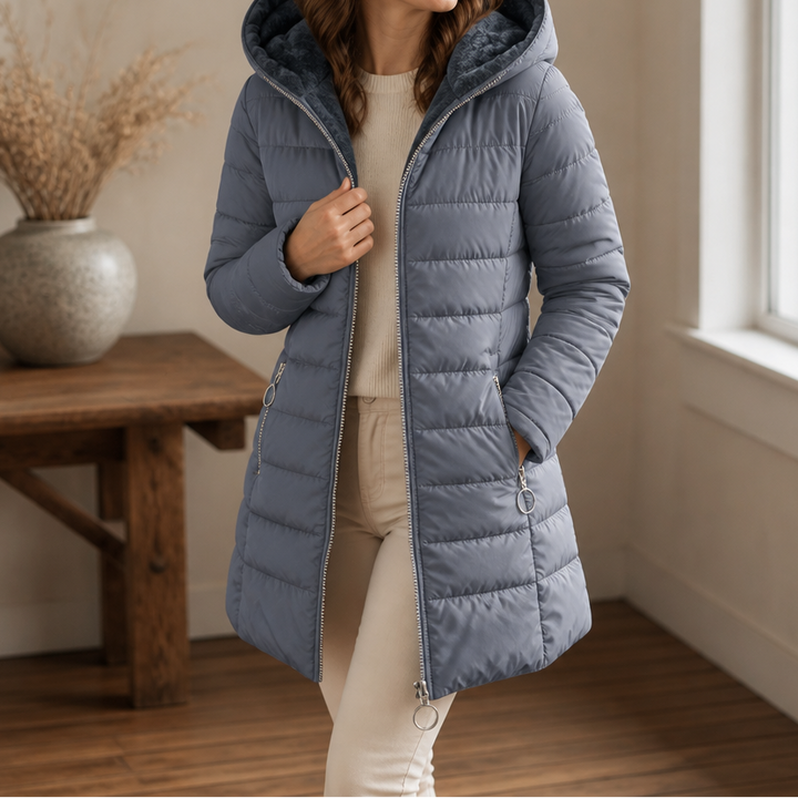 Wintervale – Plush-Lined Hooded Longline Puffer Coat