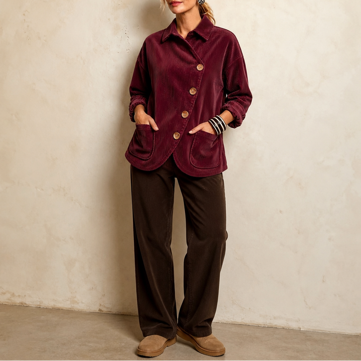 Corfield – Diagonal Button Ribbed Corduroy Shacket